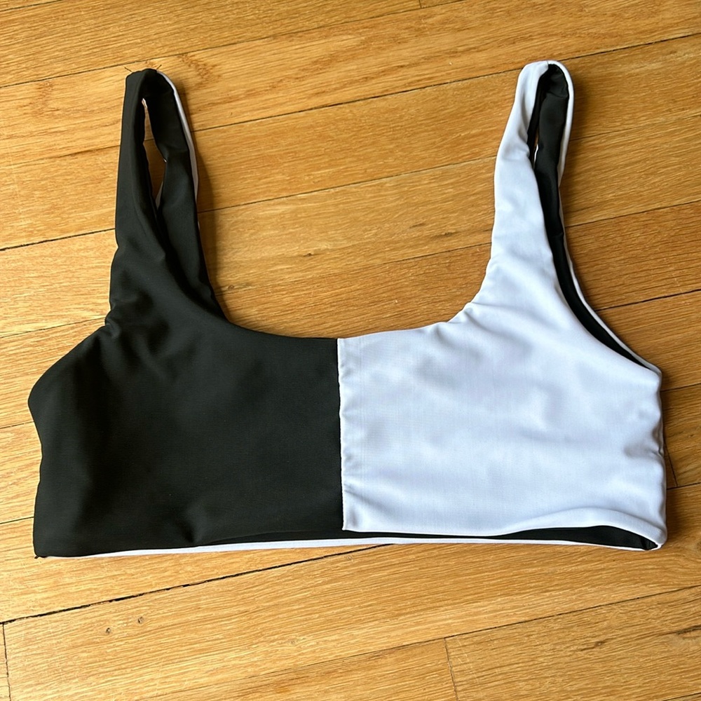 Black White Bikini Top Romwe